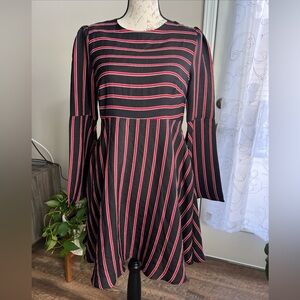 Line +‎ Dot Women's Striped A-Line Dress Medium Whimsy Bell Sleeve